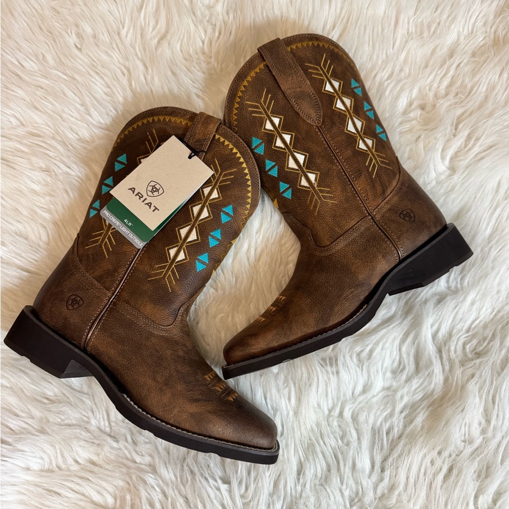 Ariat Brown and Blue Western Cowboy Boots